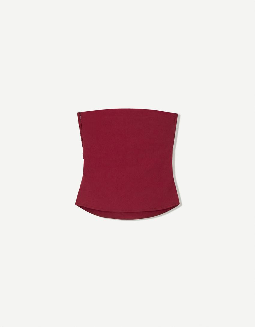 Elastyczny top bandeau-Rubinowy-4