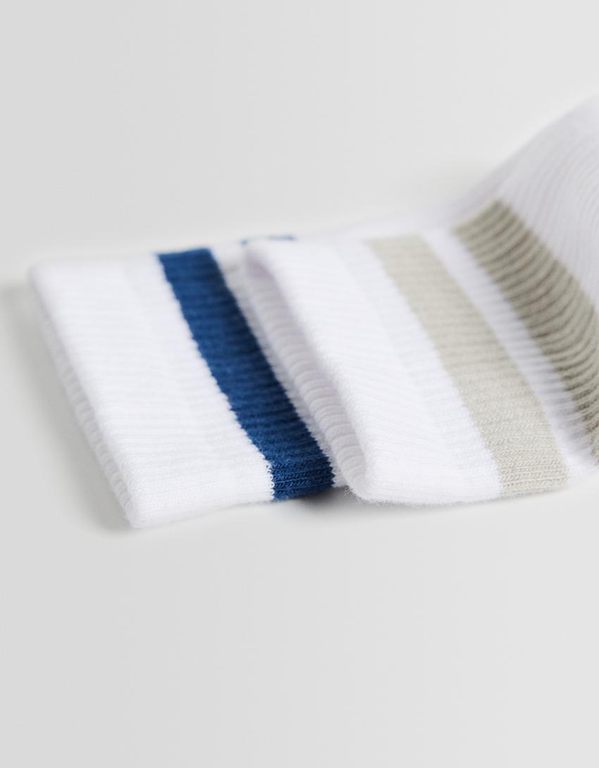 حزمة من 3 جوارب مخططة-أبيض-1