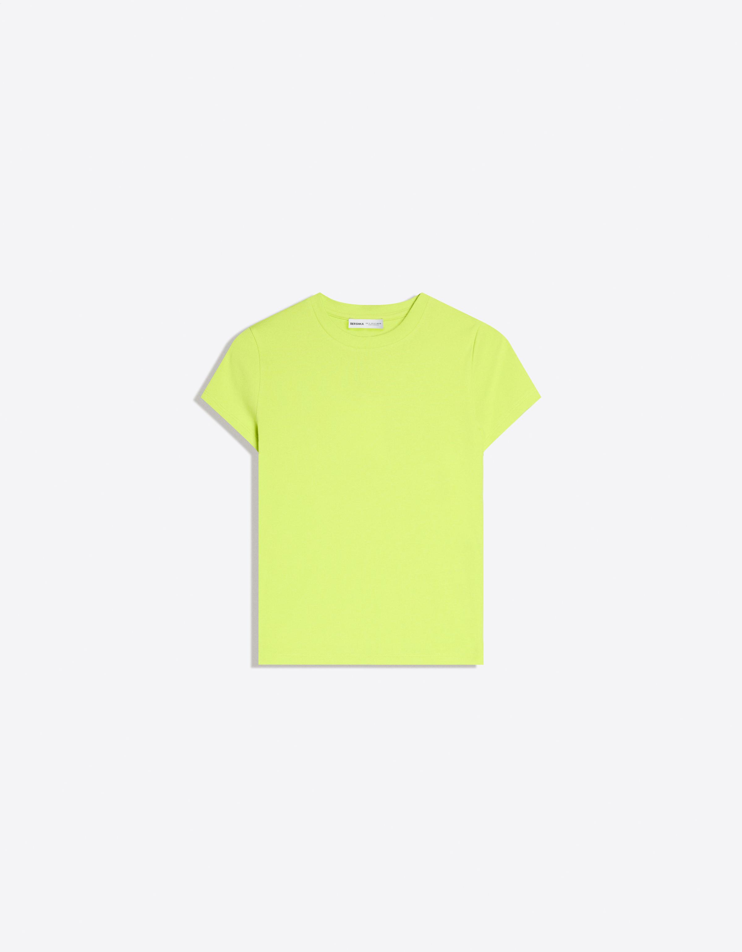 Bershka T-Shirt Rundausschnitt Damen Xs Limone
