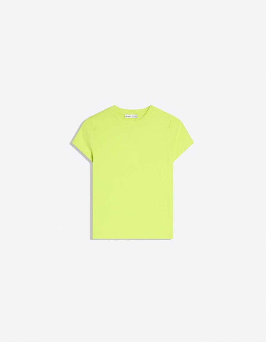 Tricou mânecă scurtă guler rotund-Verde lime