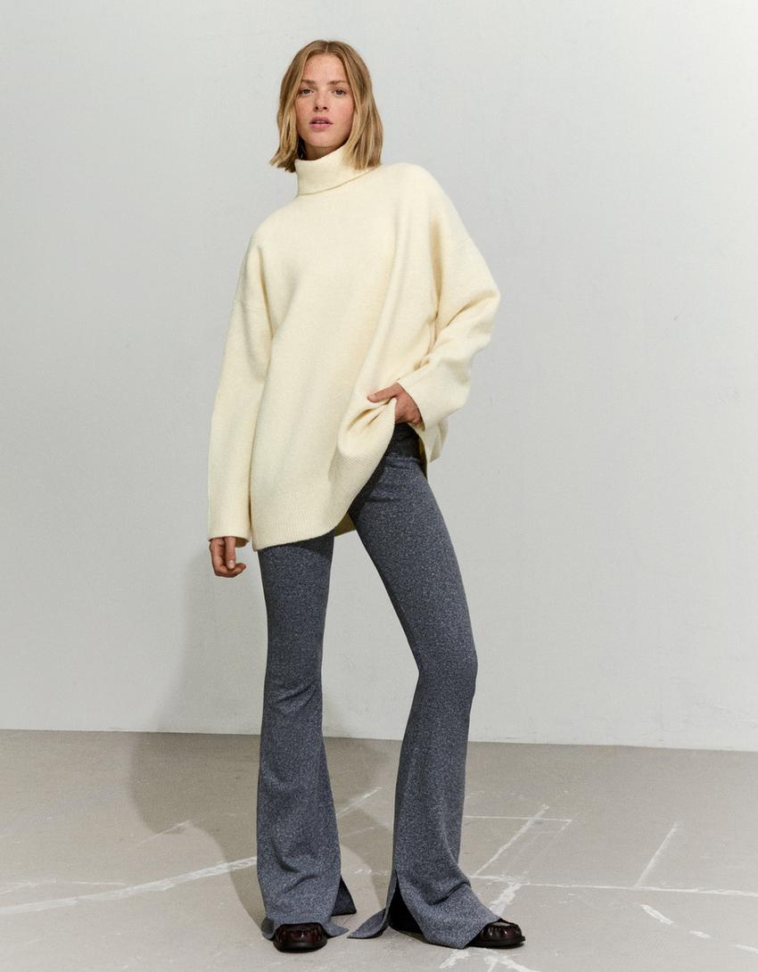 Oversized turtleneck sweater-Cream