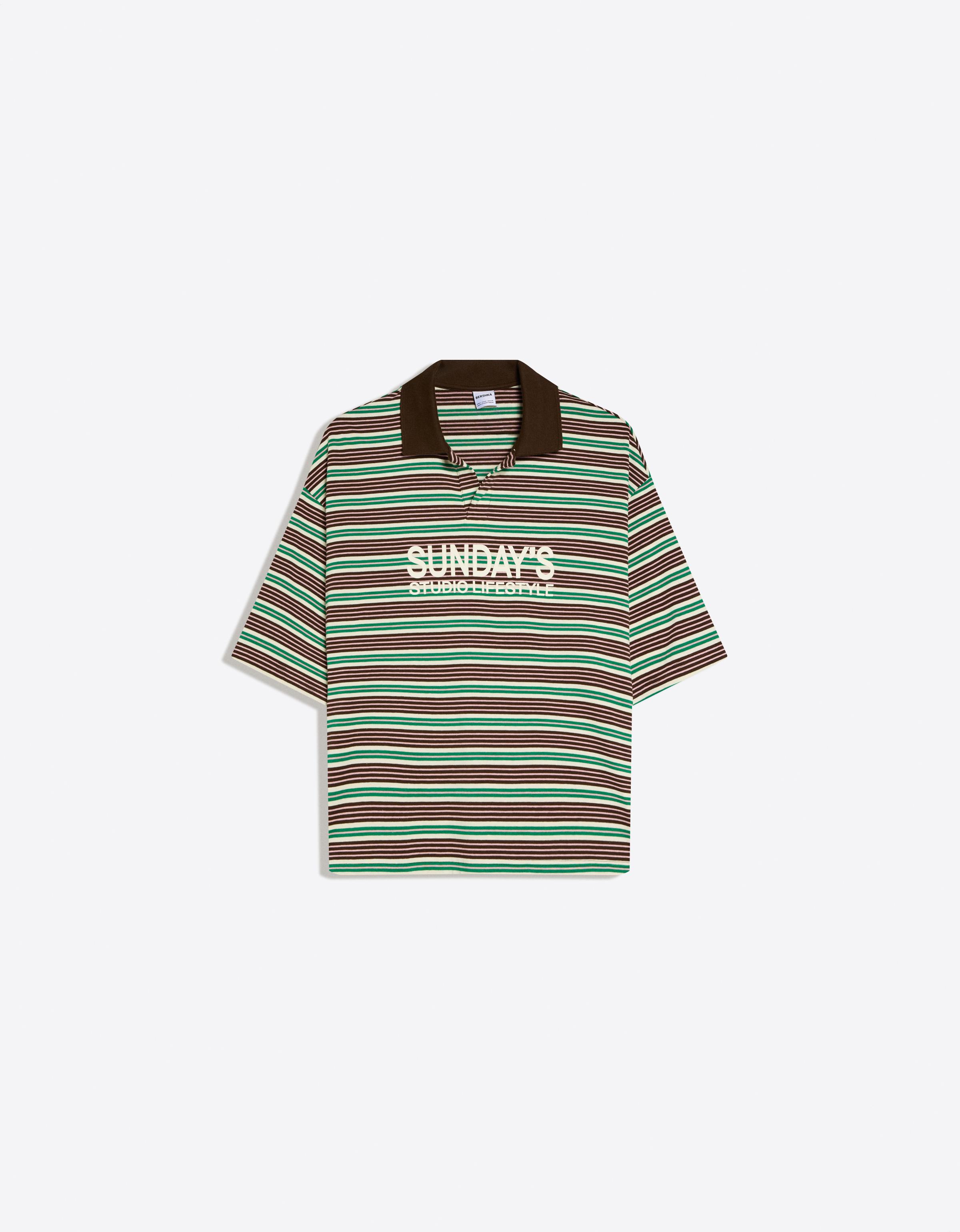 Kısa kollu çizgili işlemeli polo - Görsel 2