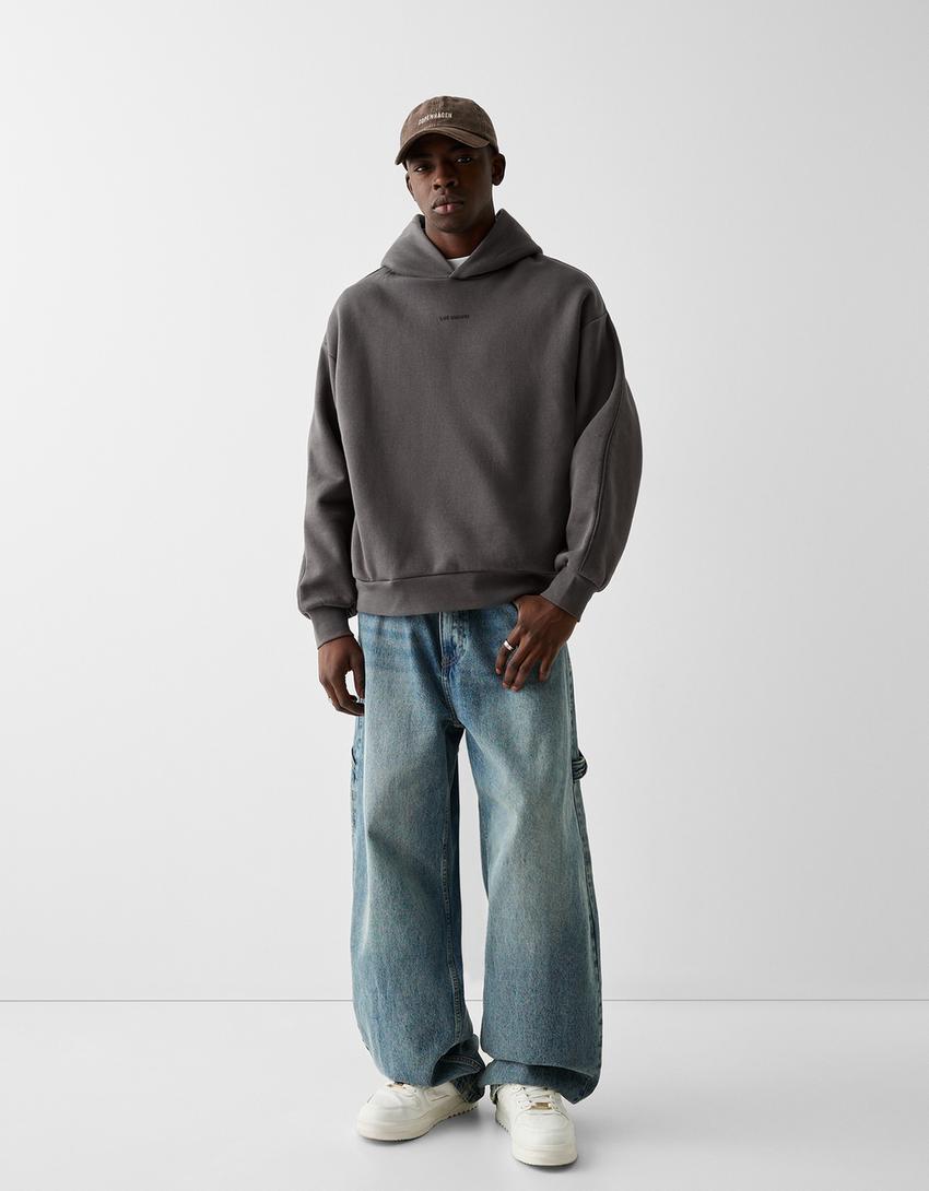 Boxy fit hoodie-Grey-3