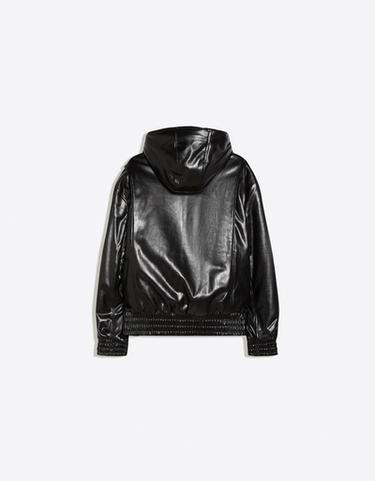 Hooded leather effect jacket — Black 6