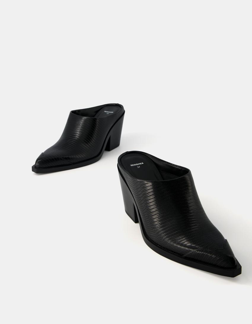 خف كاوبوي عالي الكعب بنقشة حيوانية-أسود-3