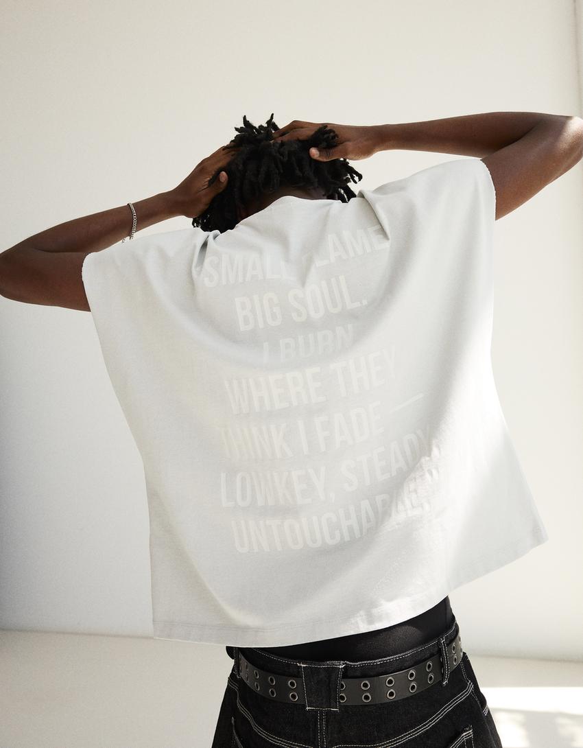 T-shirt workwear oversize imprimé-Pierre