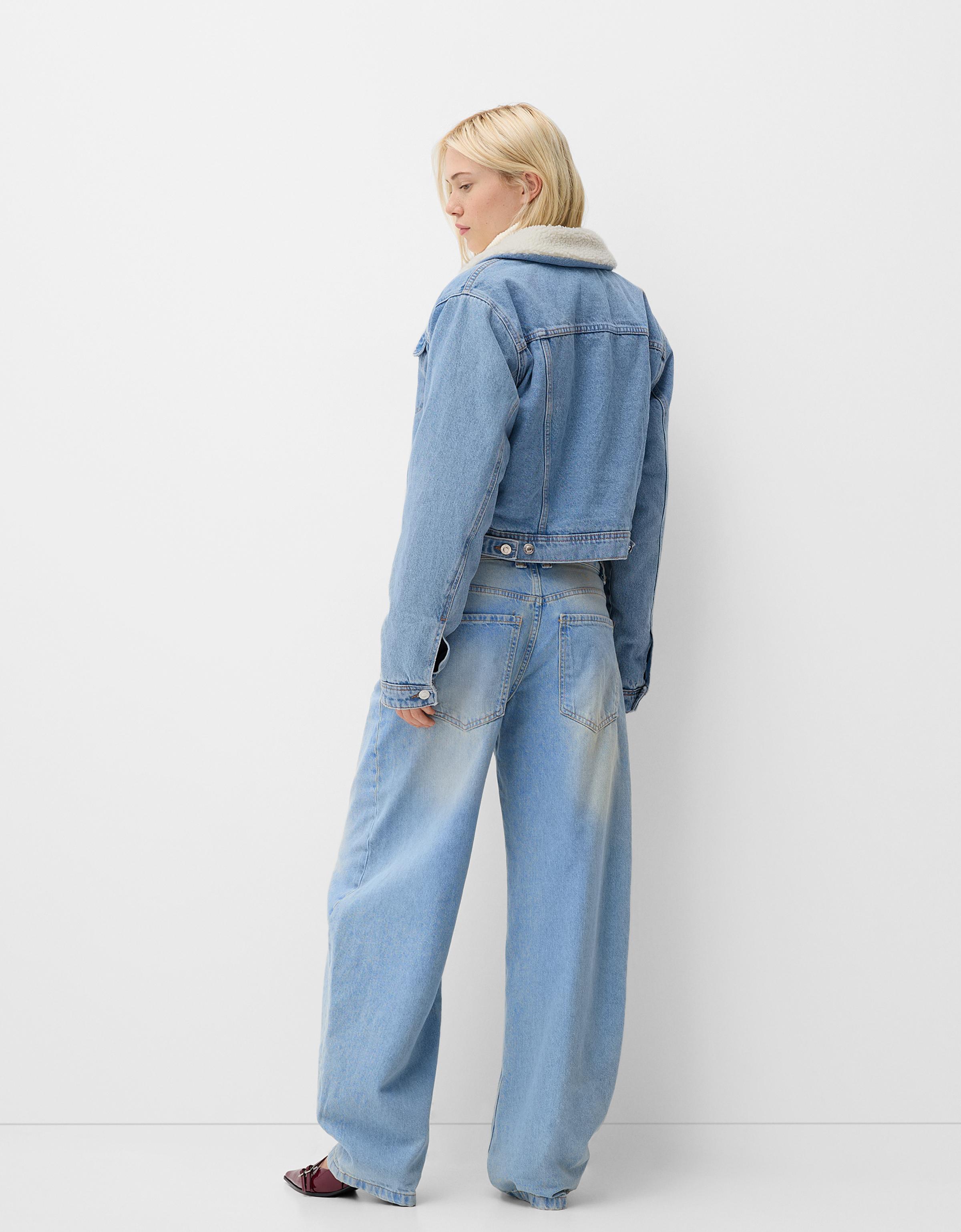 Blouson denim col mouton Blousons et blazers Femme Bershka