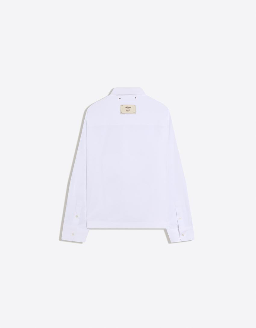 Long sleeve boxy fit raised shirt-White