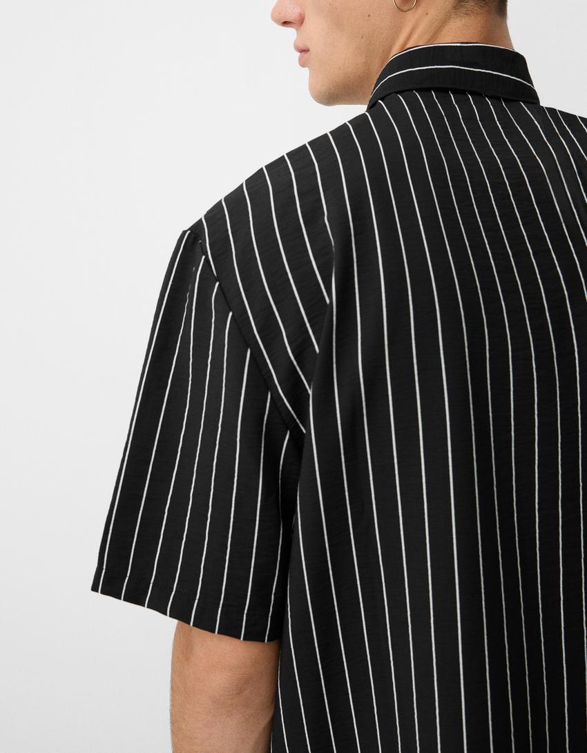 Camisa manga corta regular-Blanco / Negro-4