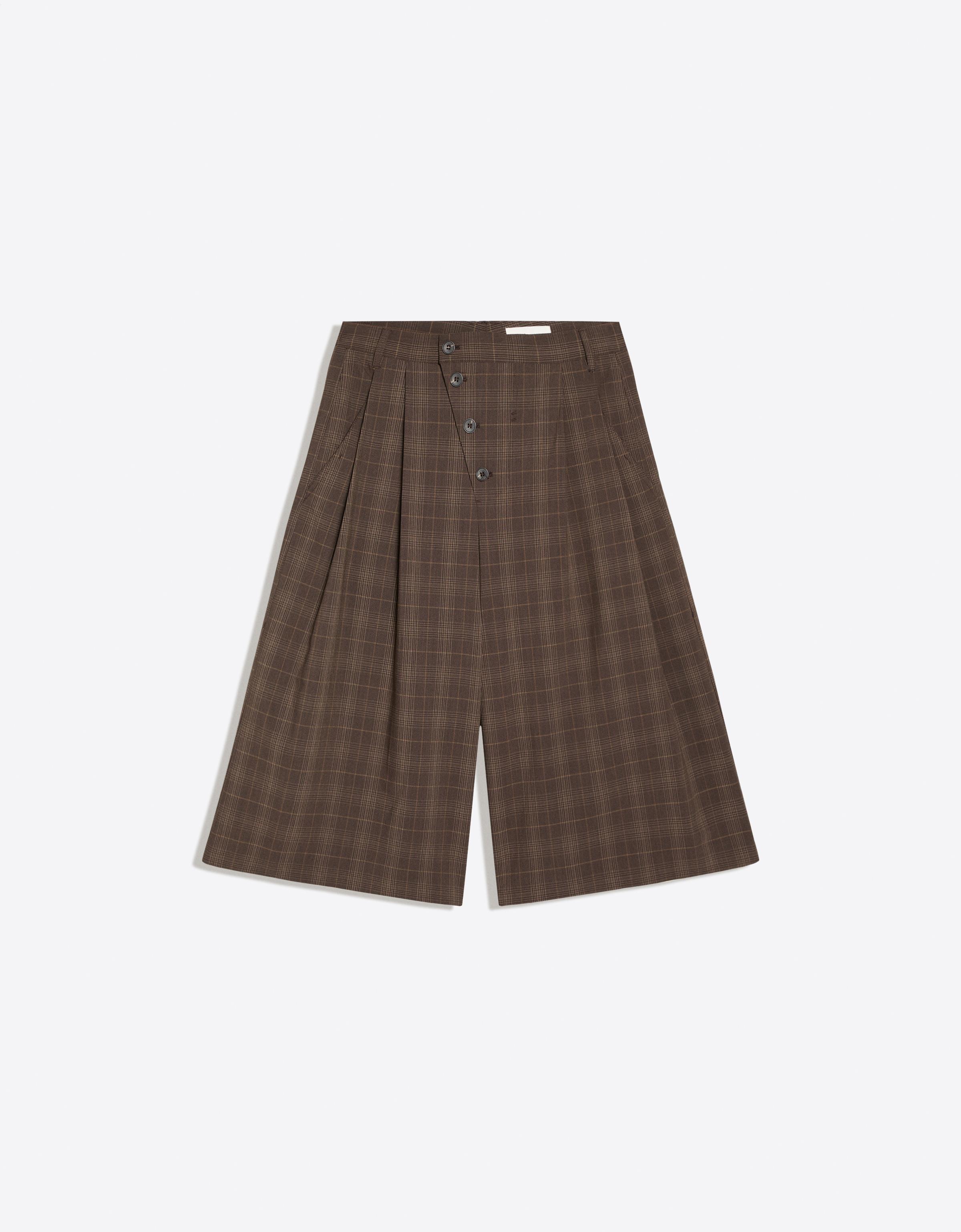 Culotte Bermuda shorts with crossed buttons — Brown