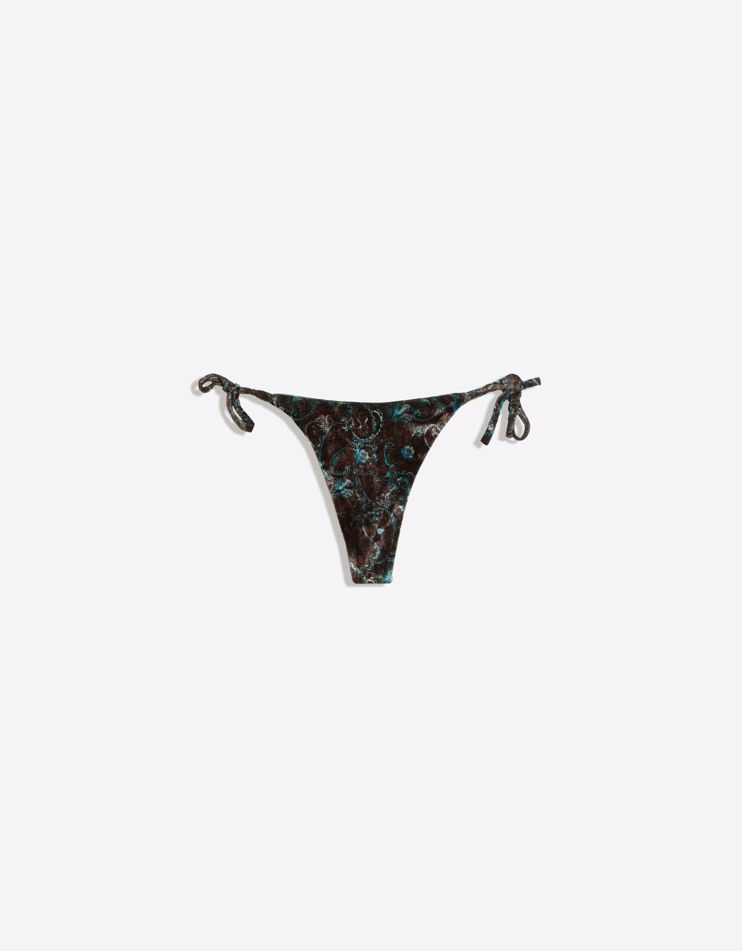Mesh thong bikini bottoms — Blue