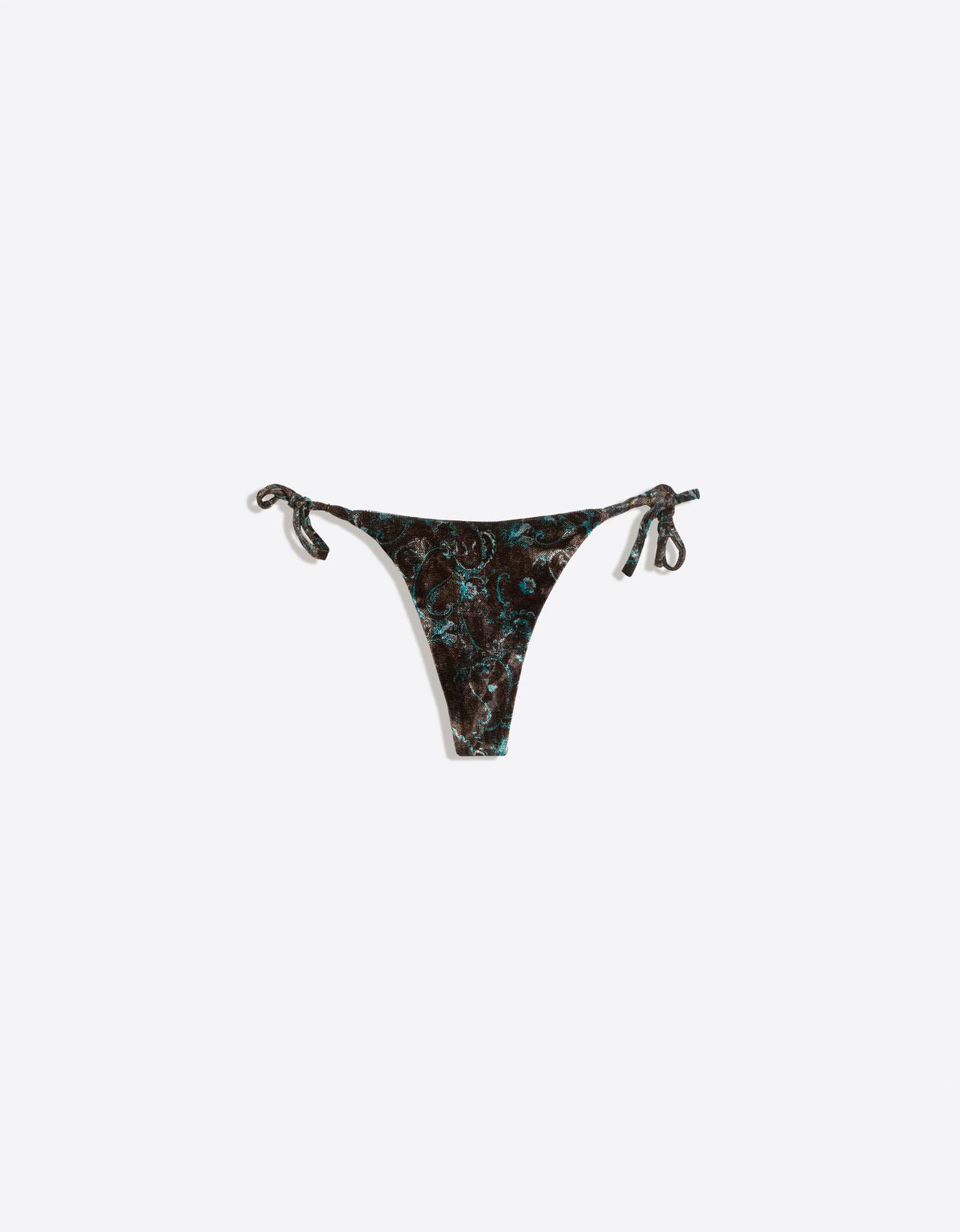 Mesh thong bikini bottoms — Blue