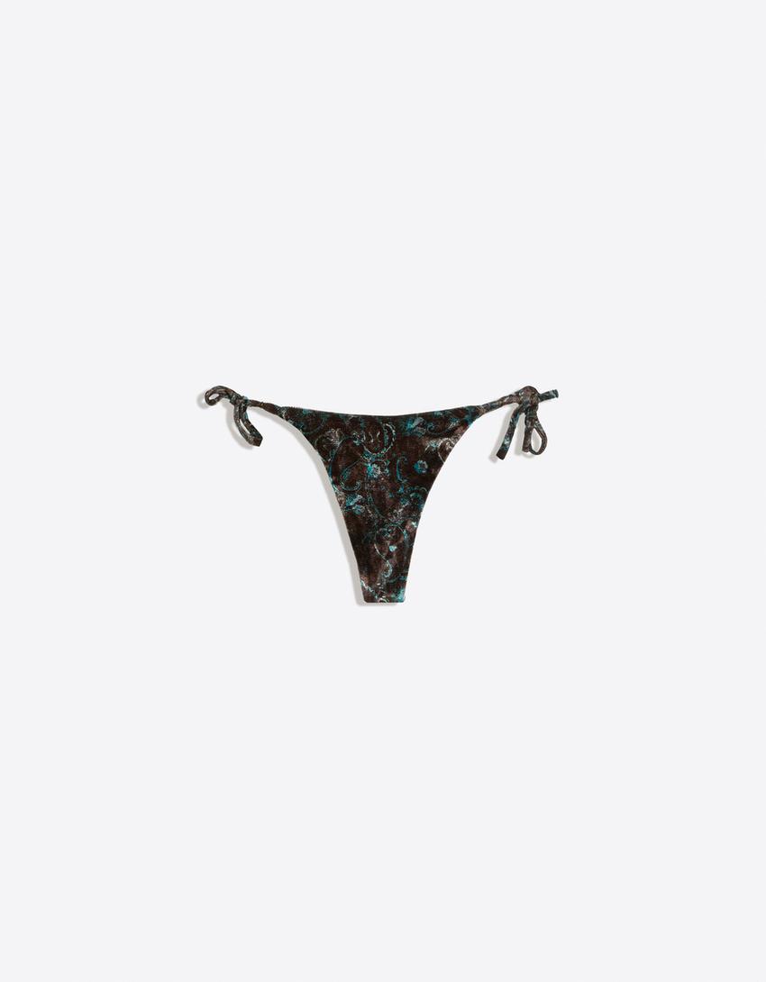 Bas de bikini string en mesh-Bleu