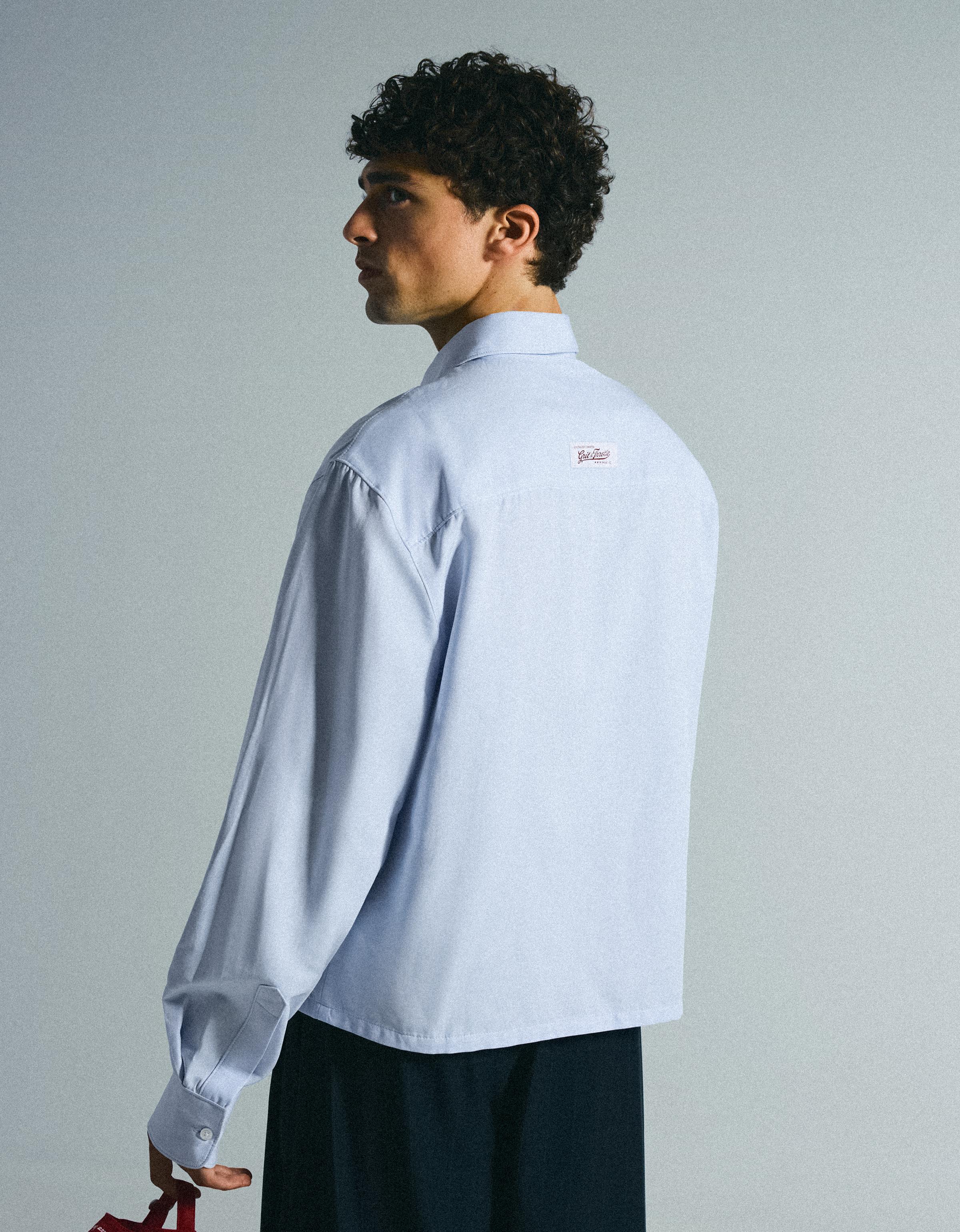 Long sleeve print shirt — Light blue