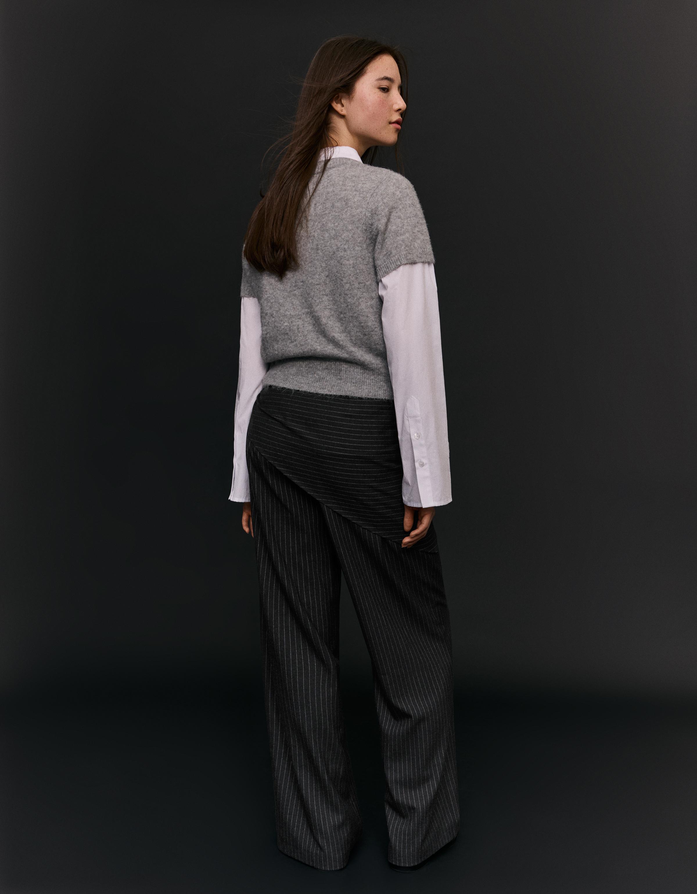 Paçası fularlı tailored fit pantolon - Görsel 17