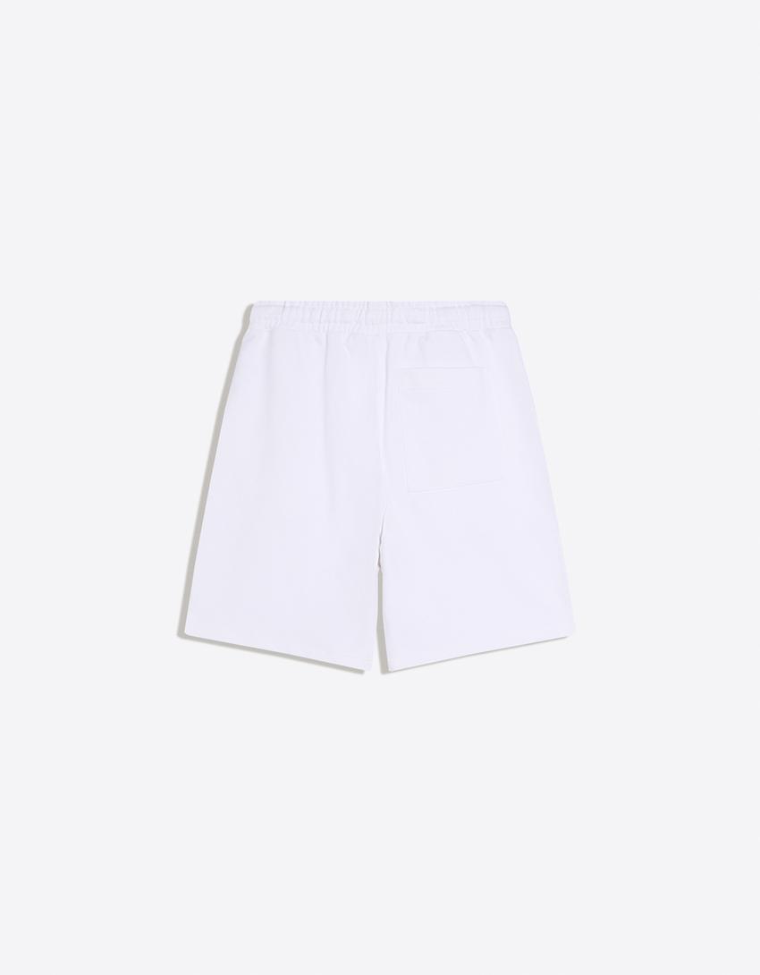 Bermuda felpa básica-Blanco