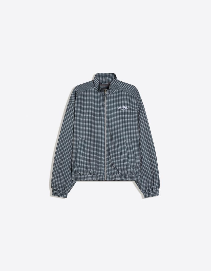 Куртка из высокотехнологичной ткани в клетку-Синий застиранный