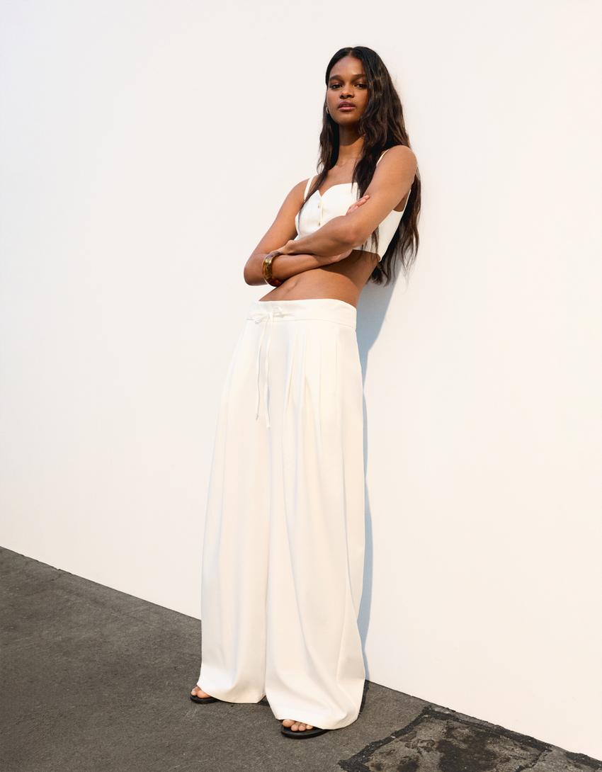 Flowing waistcoat and trousers set-White-0