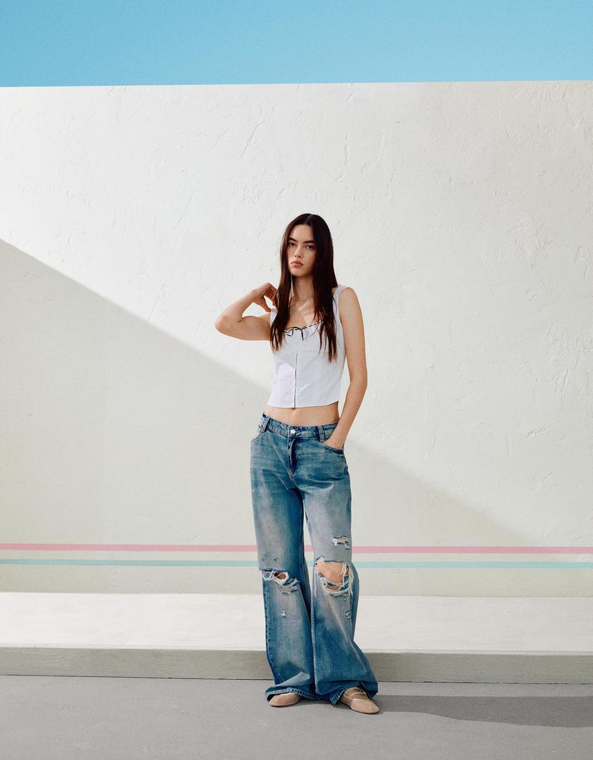 Ballerines résille avec boucles-Beige-1