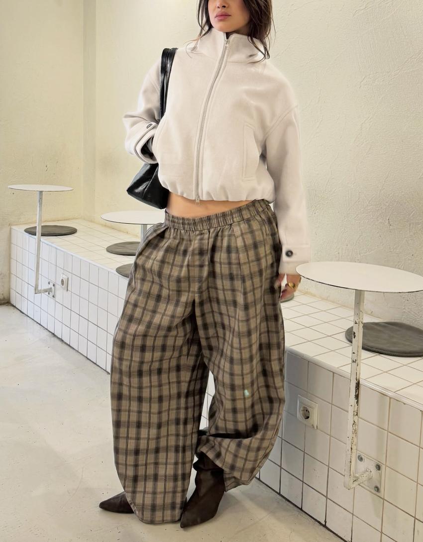 Pantalón balloon print-Gris