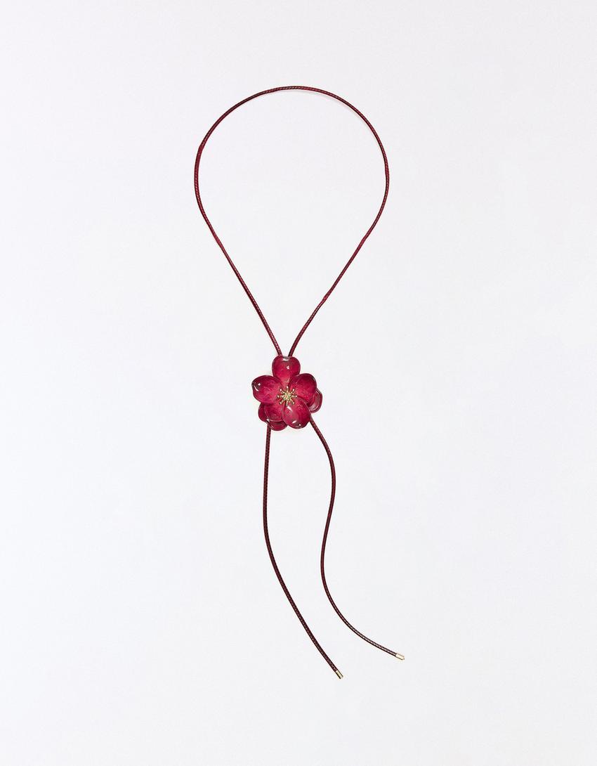 Collar cordón flor-Rosa