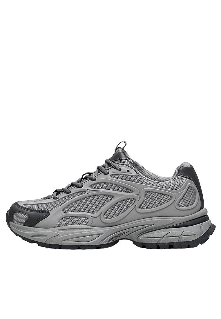 Chunky mixed-material sneakers — Grey