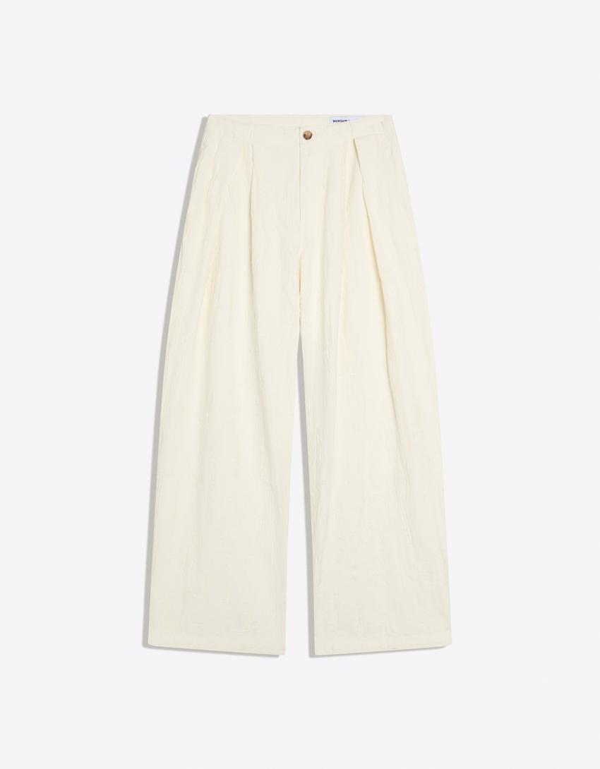 Wide-leg low-rise darted jeans-Off white