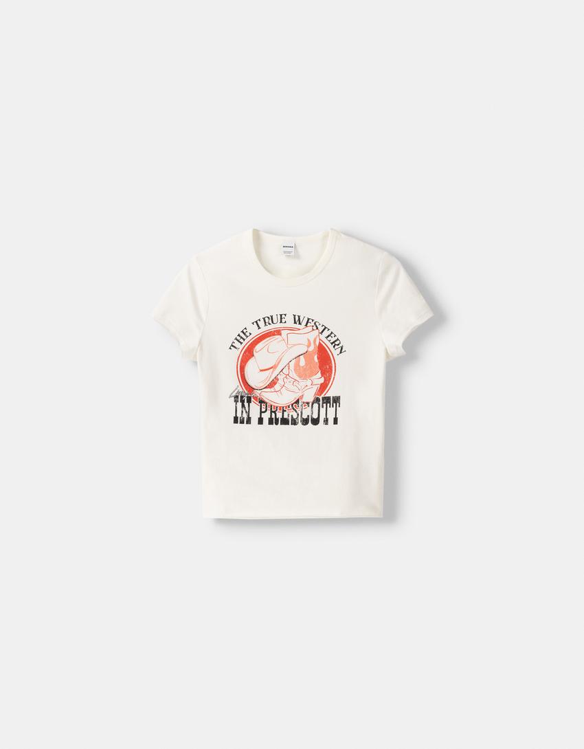 تيشرت بأكمام قصيرة وطبعة-أبيض مطفي-4