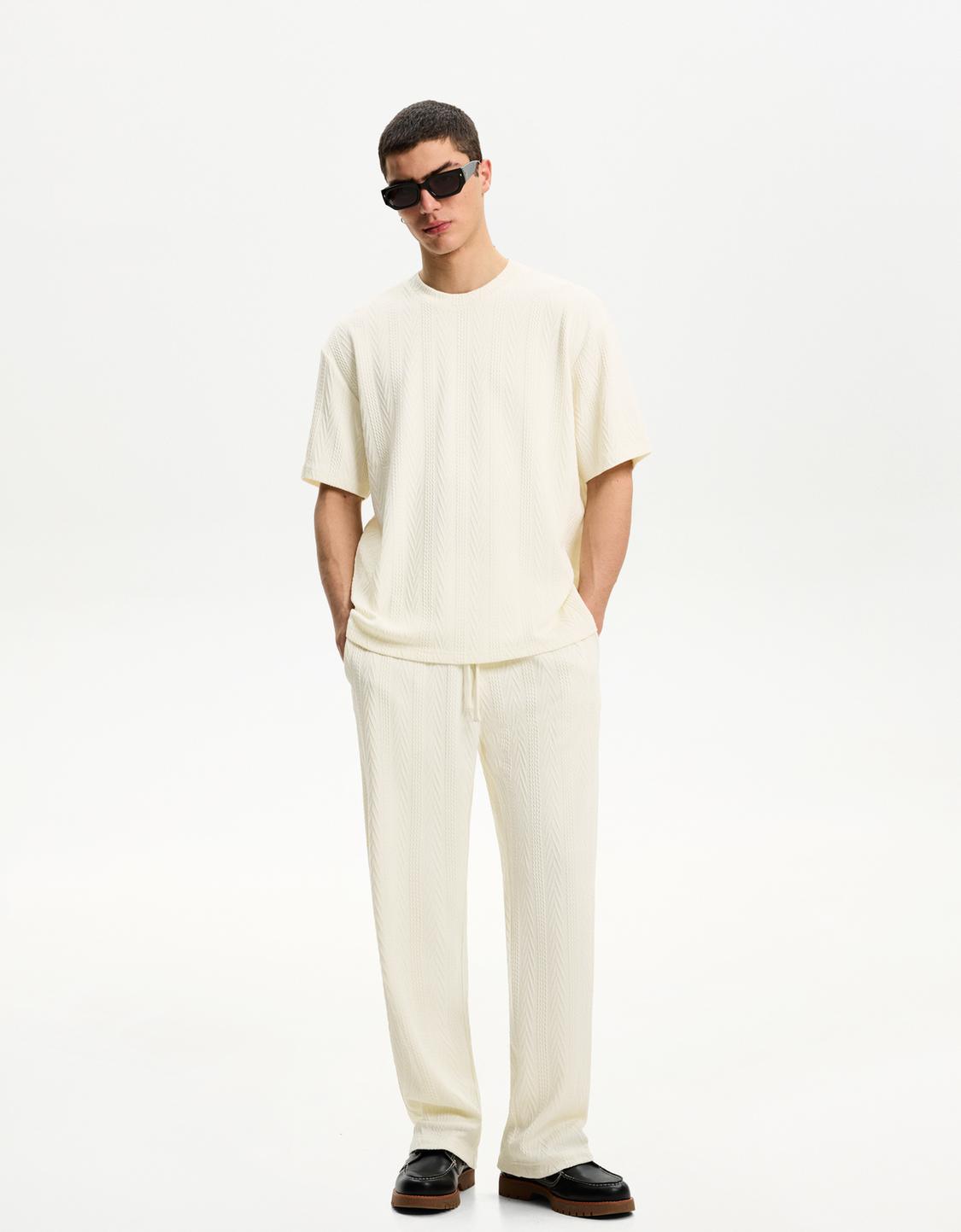 Textured T-shirt with long sleeves