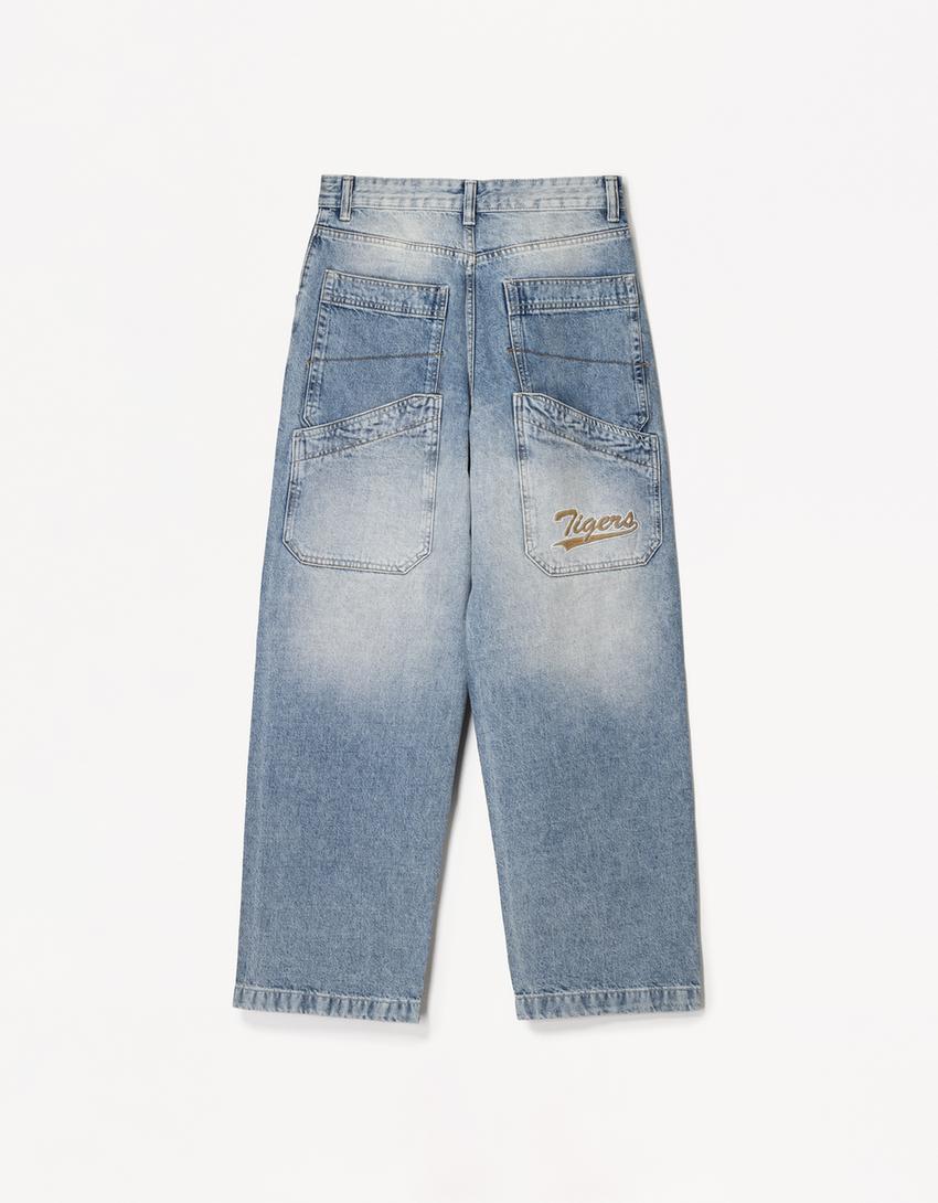 Jeans super baggy-Azzurro Lavato-1