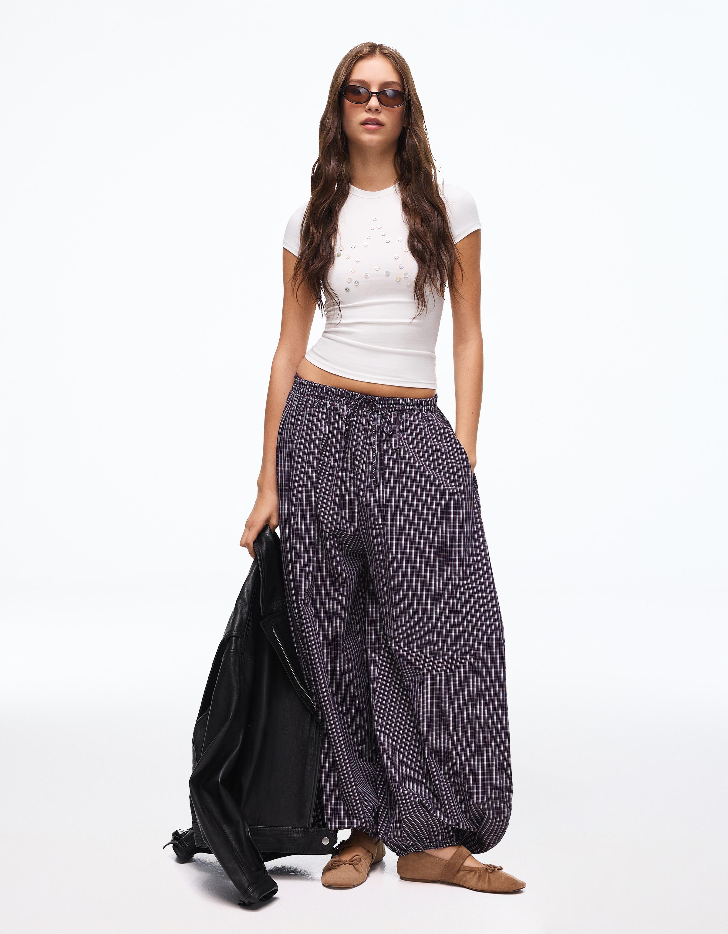 Poplin bloomer trousers — Maroon