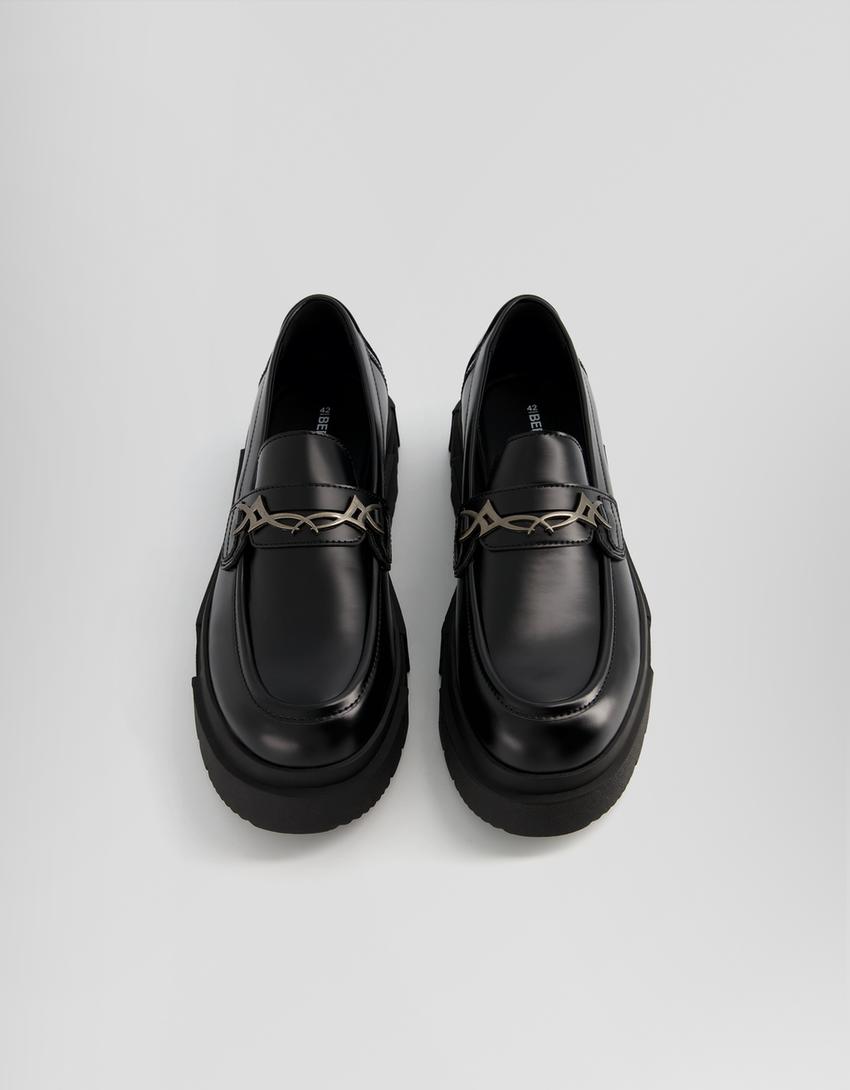 Mocassins semelle crantée homme-Noir-4