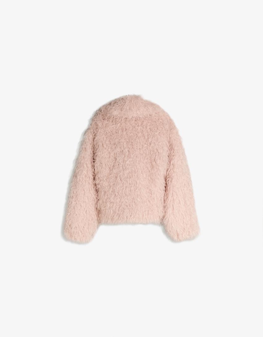 Blusão efeito de pelo-Rosa