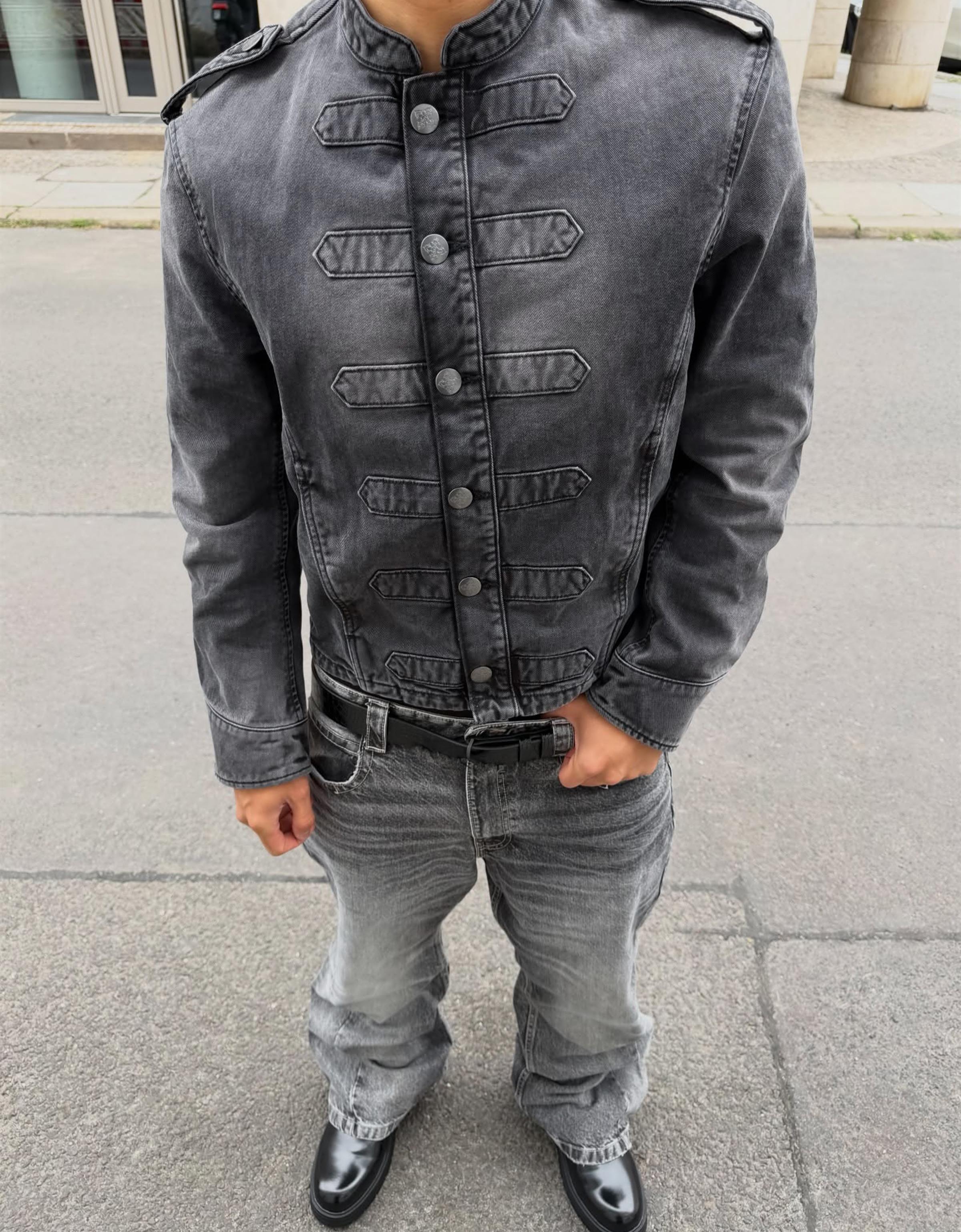 Baggy flared jeans — Dark grey