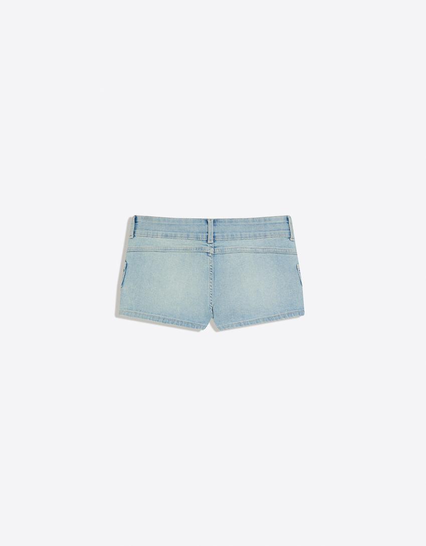 Mini denim şort-Açık mavi