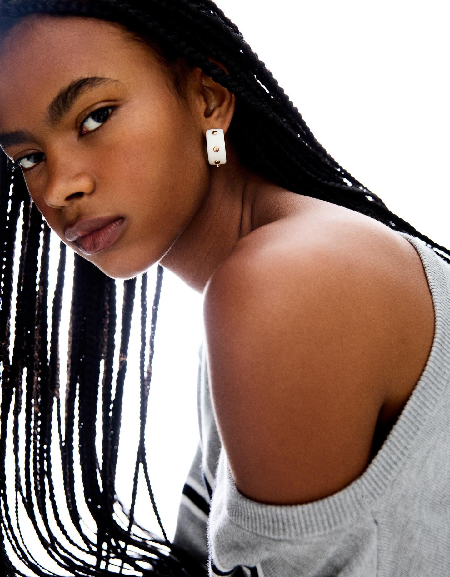 Bershka dwupak kolczyków ćwieków czarny