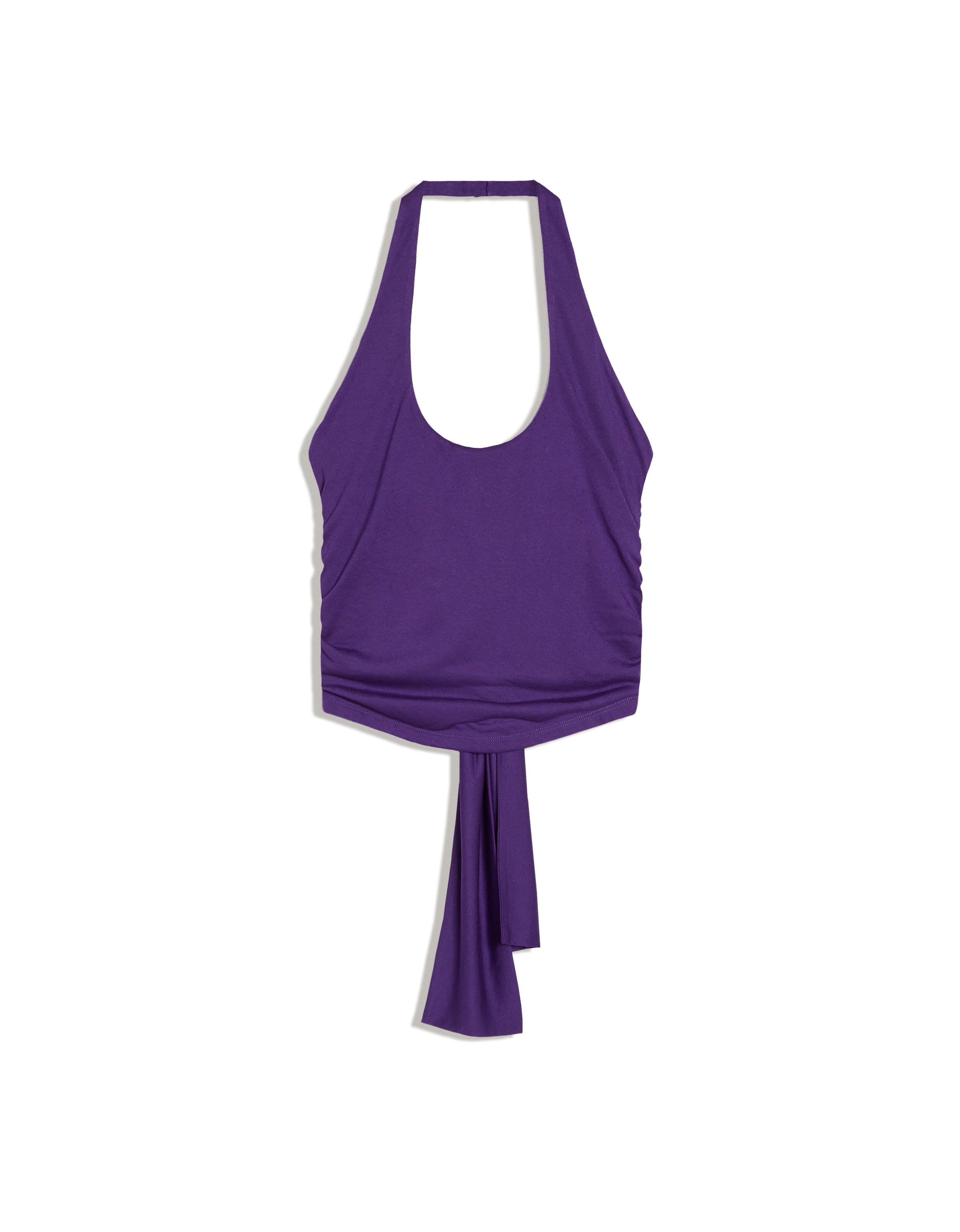 Halter neck top with back knot — Violet