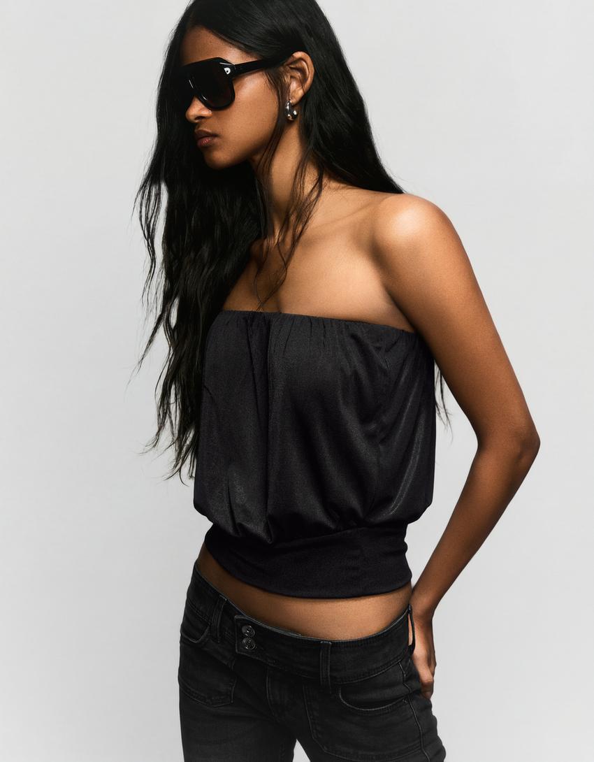 Balloon bandeau top-Black