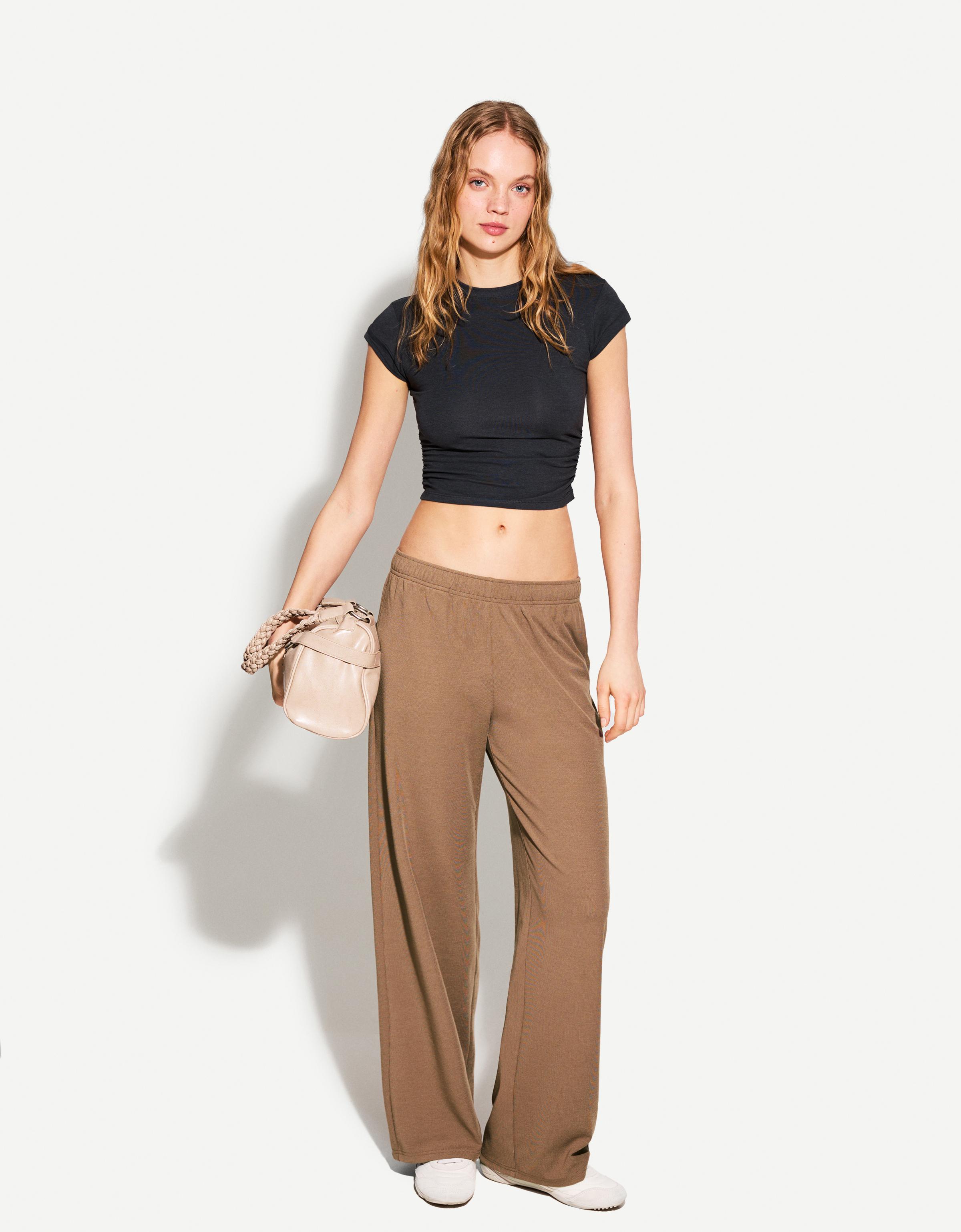 Bershka Gerade Hose Damen Xs Camel