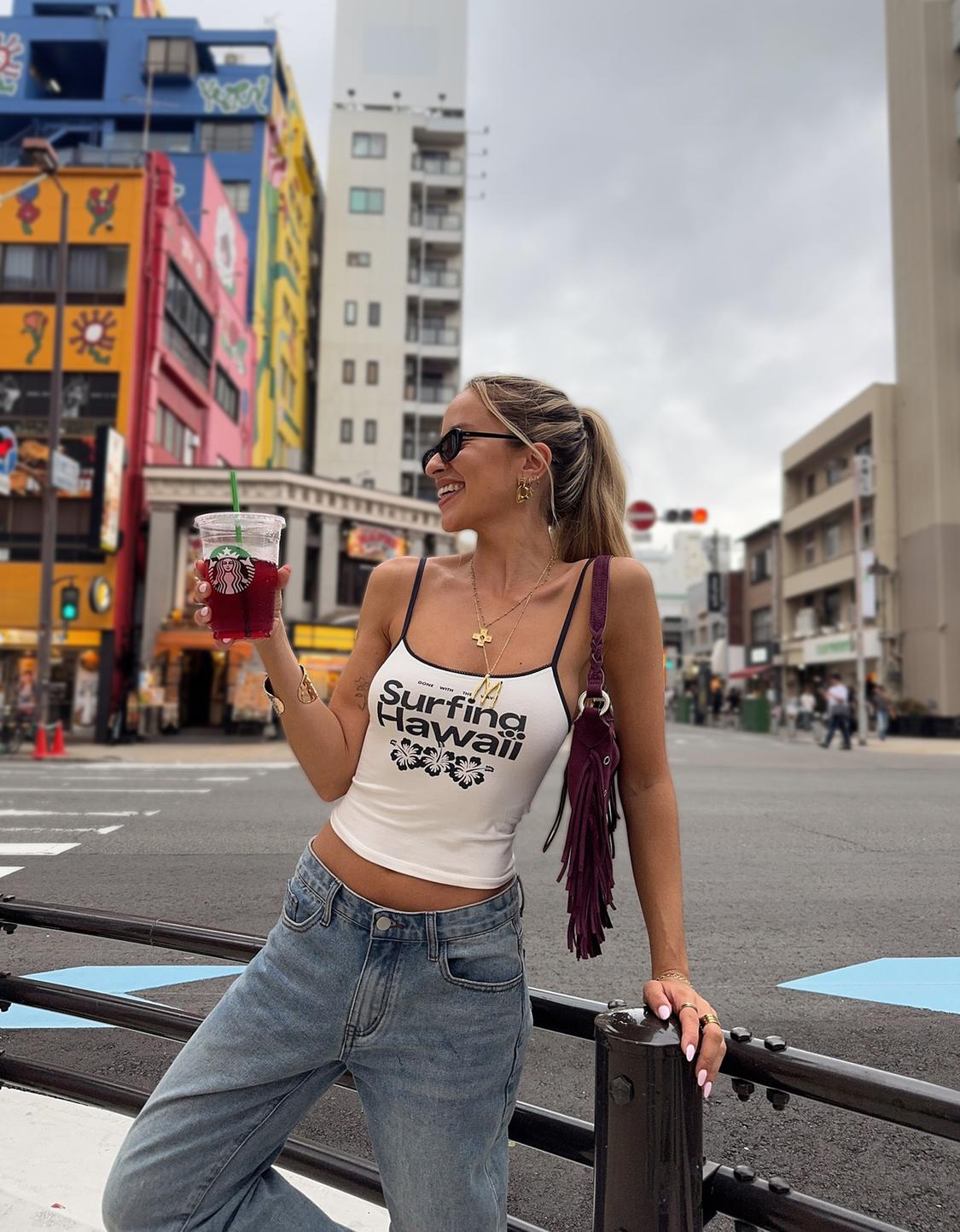 Printed strappy top