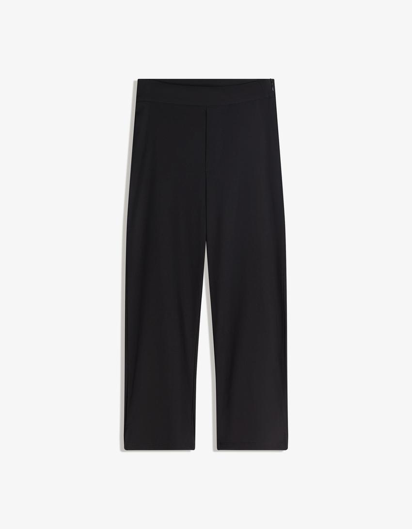 Capri knit with side splits-Black