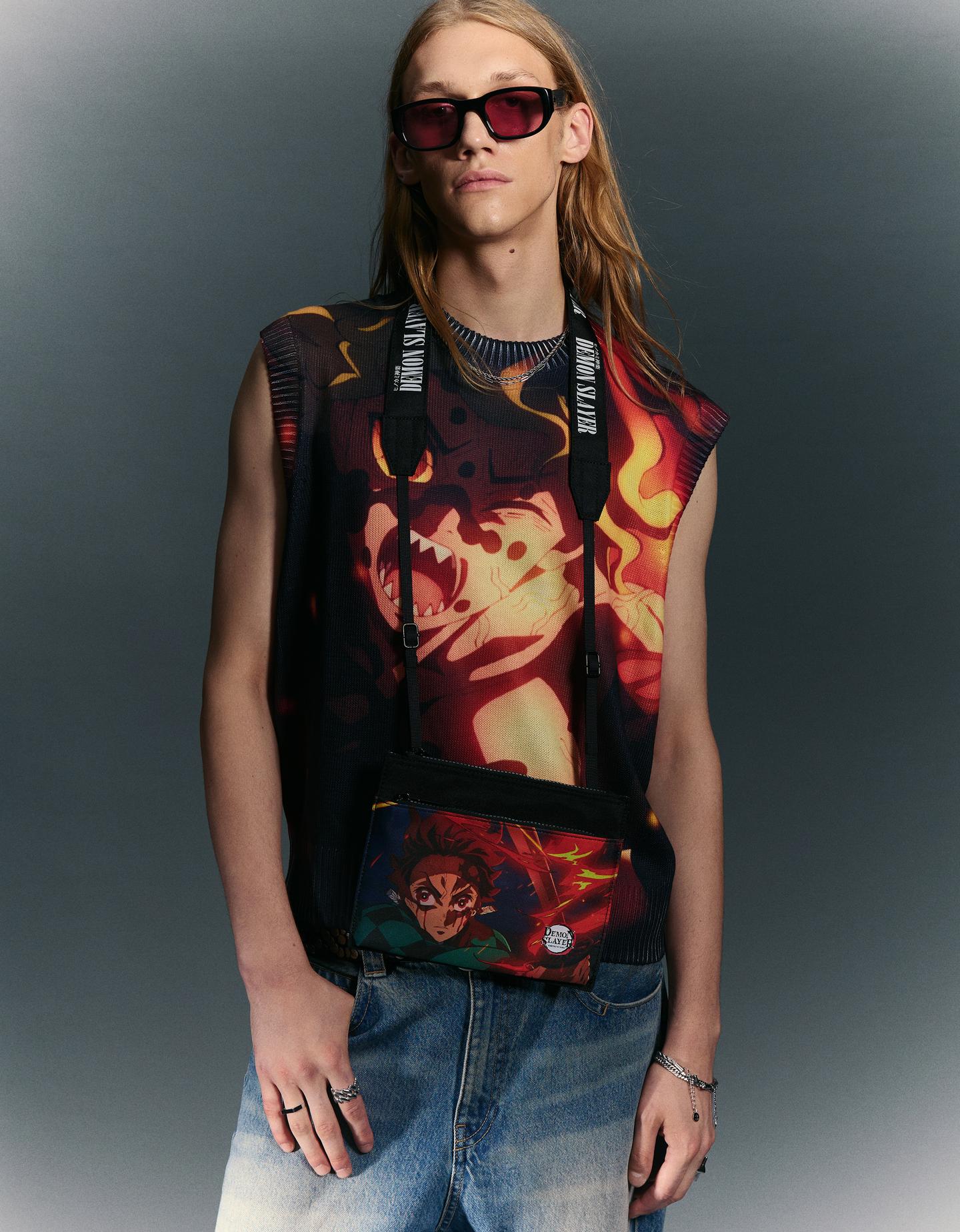 Bershka torba crossbody demon slayer czarny