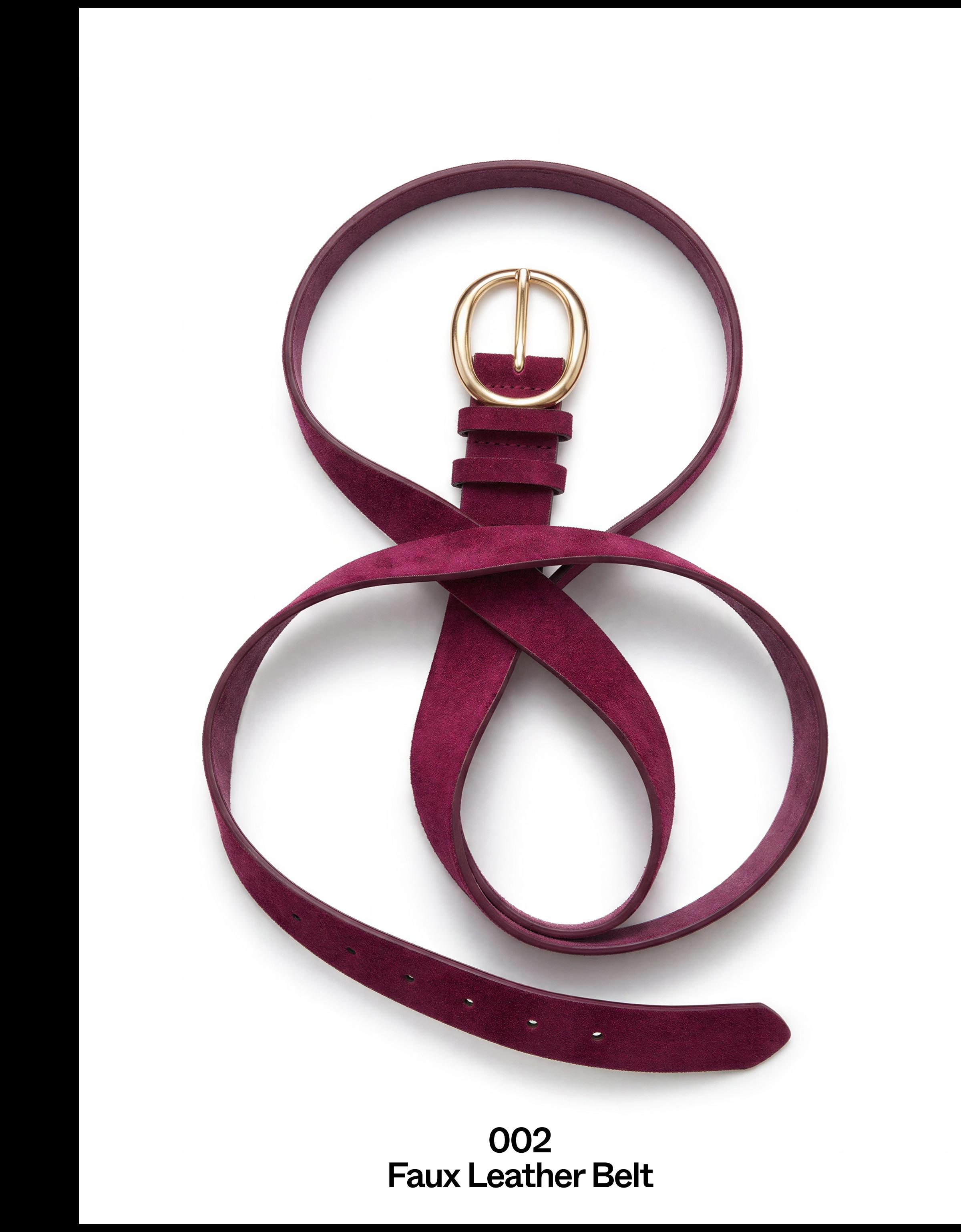 Leather effect belt with buckle — Burgundy
