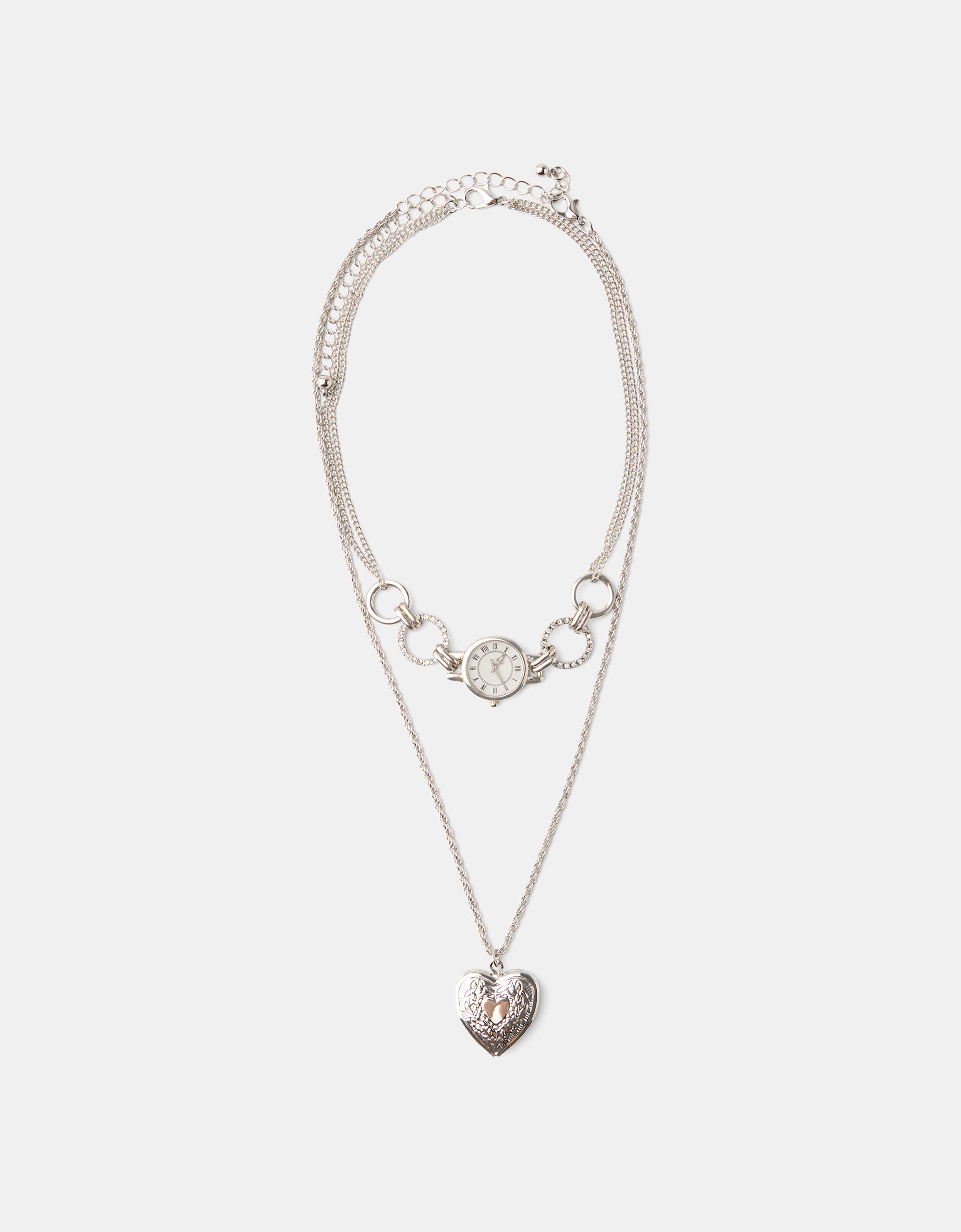 Bershka 2er-Pack Choker-Halsketten Damen Silber