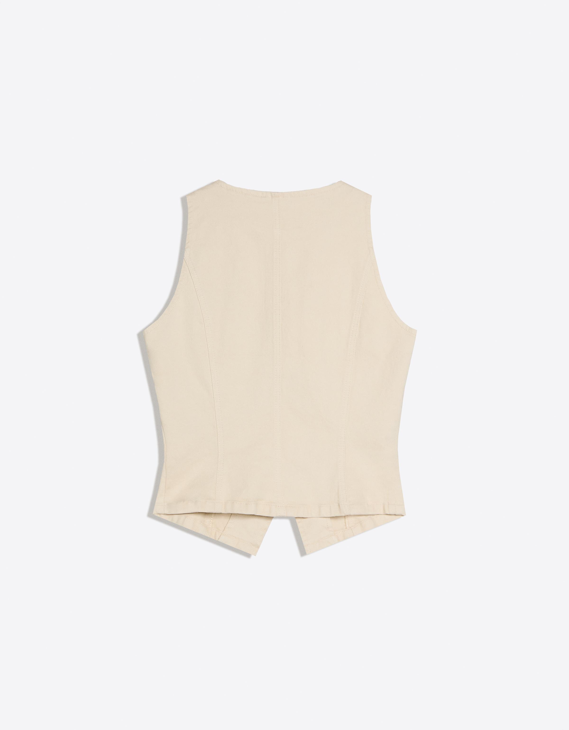 Taşlı düğme detaylı denim yelek - Görsel 6