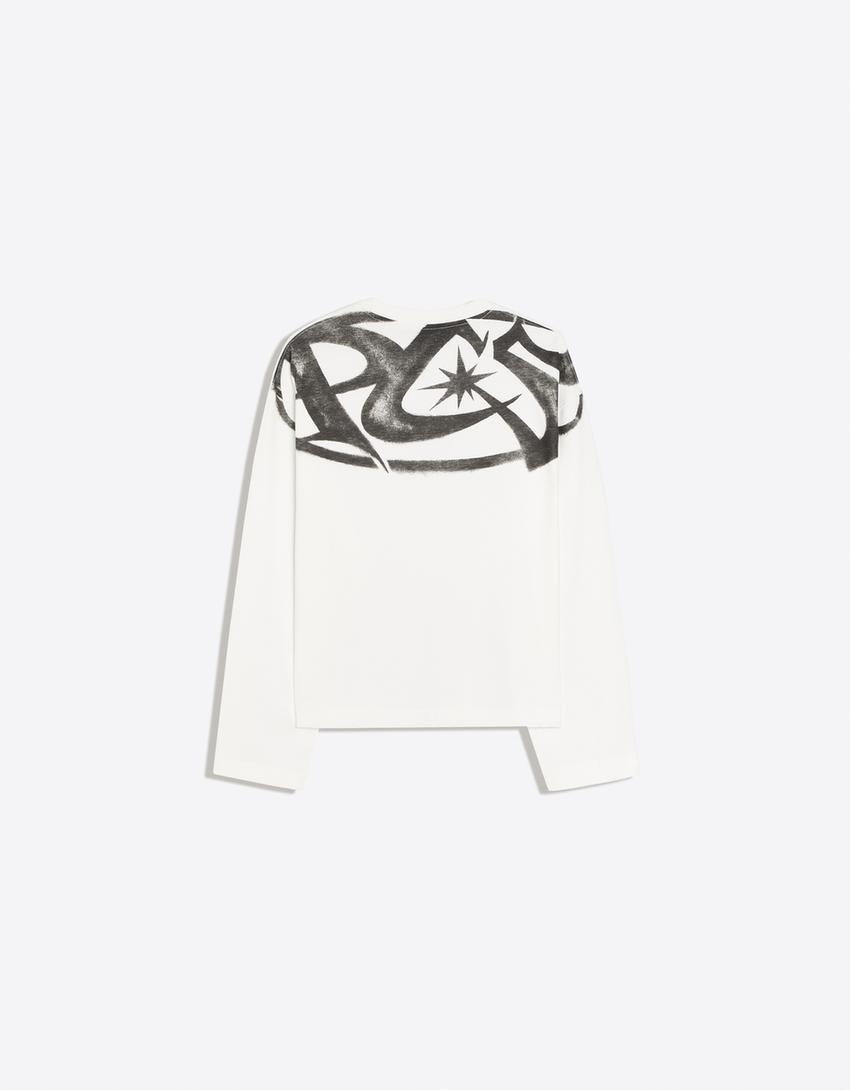 Long sleeve print T-shirt-Off white