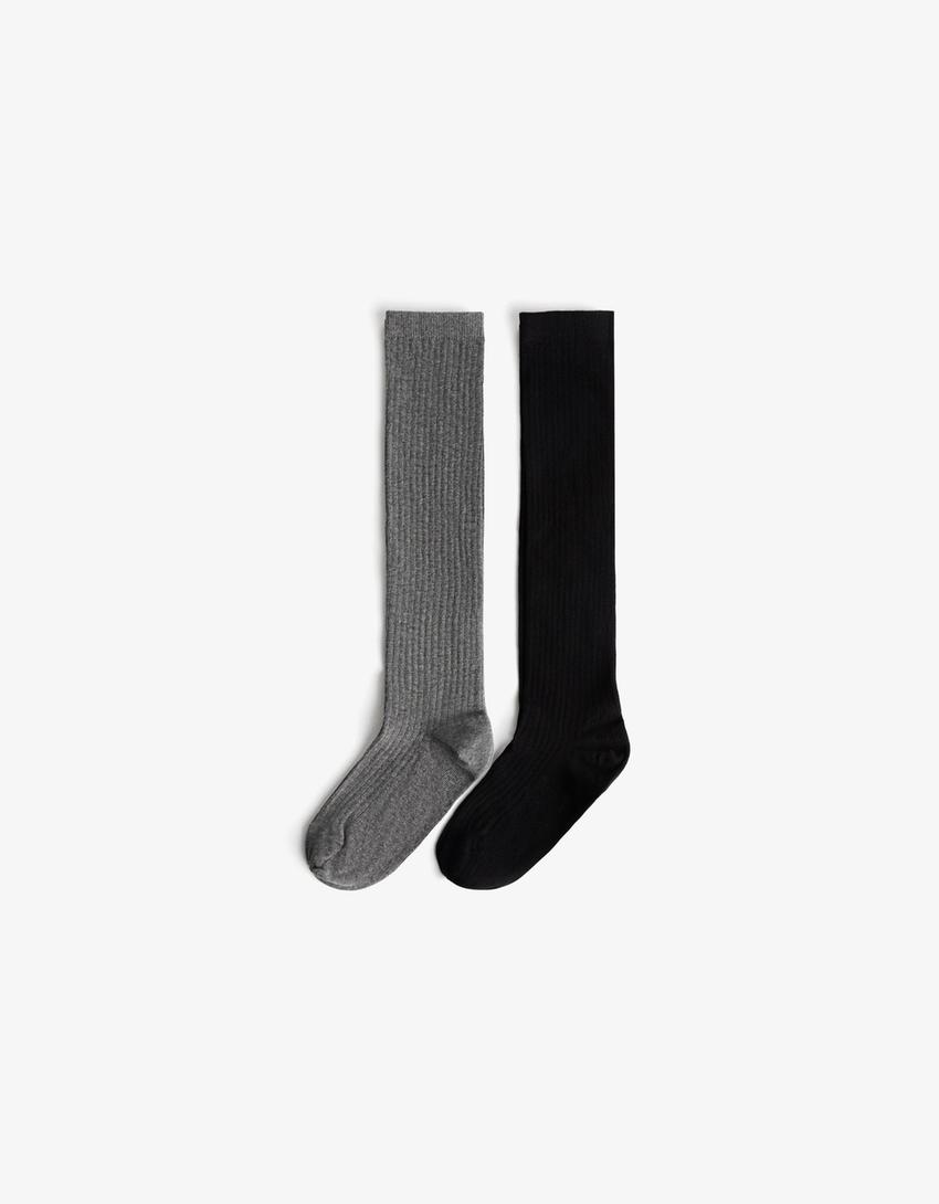2 paires de chaussettes côtelées-Noir
