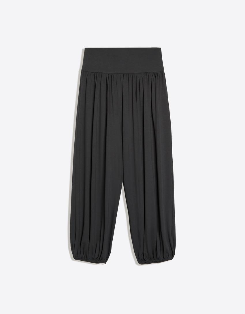 Pantalon balloon à ceinture-Gris