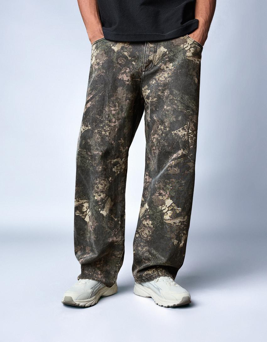 Pantalons superbaggy estampat-Caqui