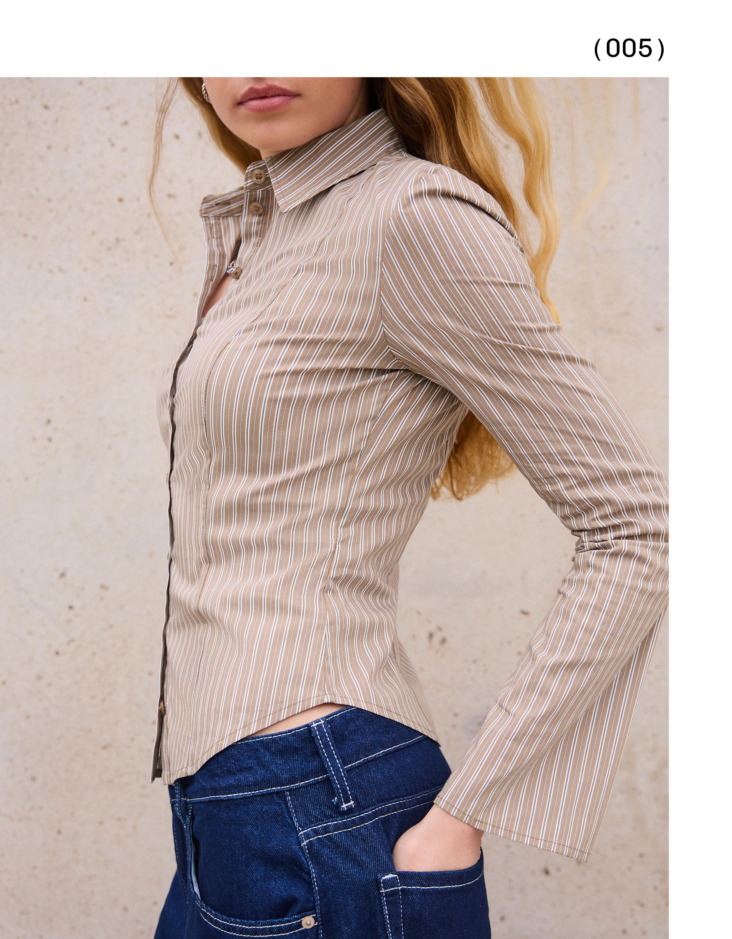 Çan kollu vücuda oturan gömlek - Görsel 107